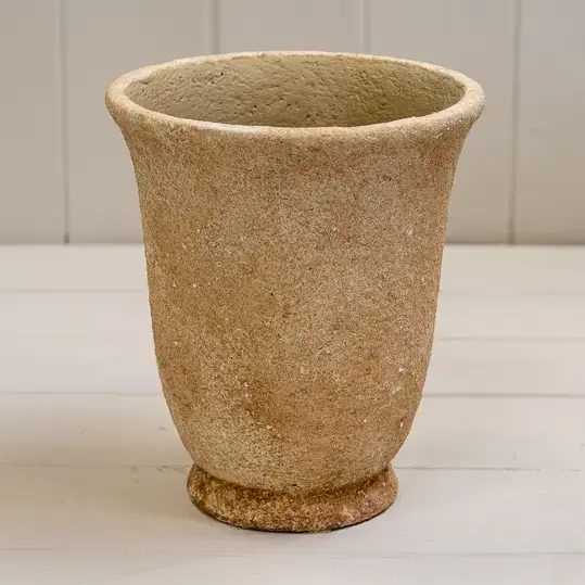 Clay Cement Urn Pot Beige Concrete Rustic Modern Indoor Outdoor Planter