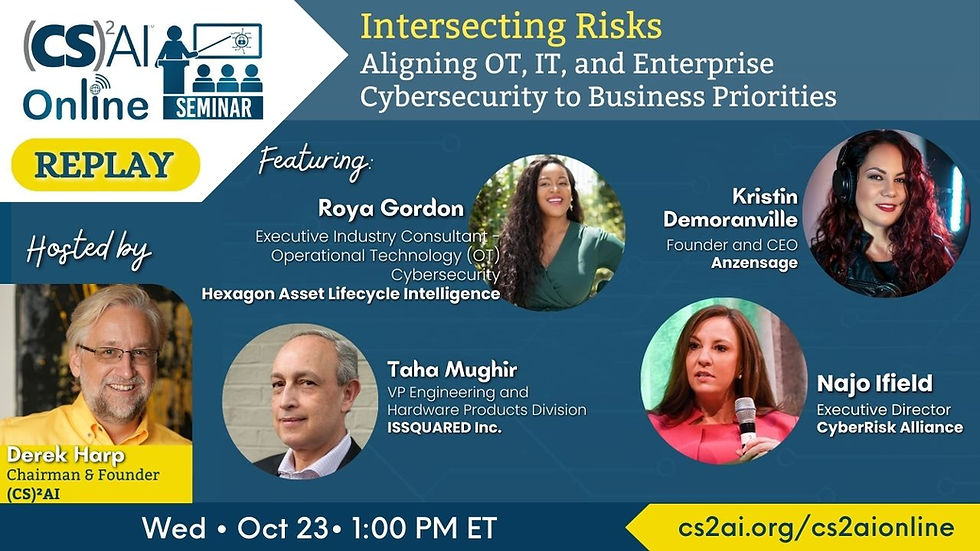 (CS)²AI™ Online Replay: Intersecting Risks: Aligning OT, IT, and Enterprise Cybersecurity to Business Priorities
