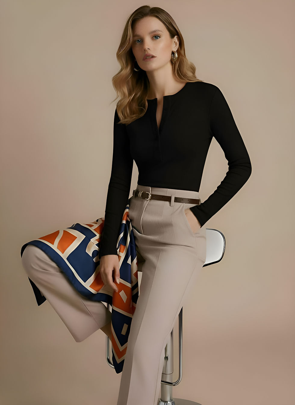 Antilobe.com Opus Henley yaka çıtçıtlı bluz - Siyah.