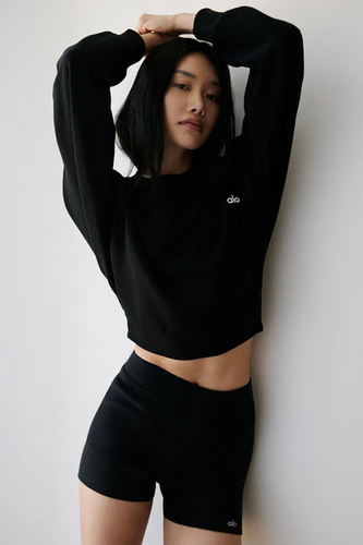 Alo Yoga Cropped Accolade Sweat Set | Premium Takım | Black | Antilobe