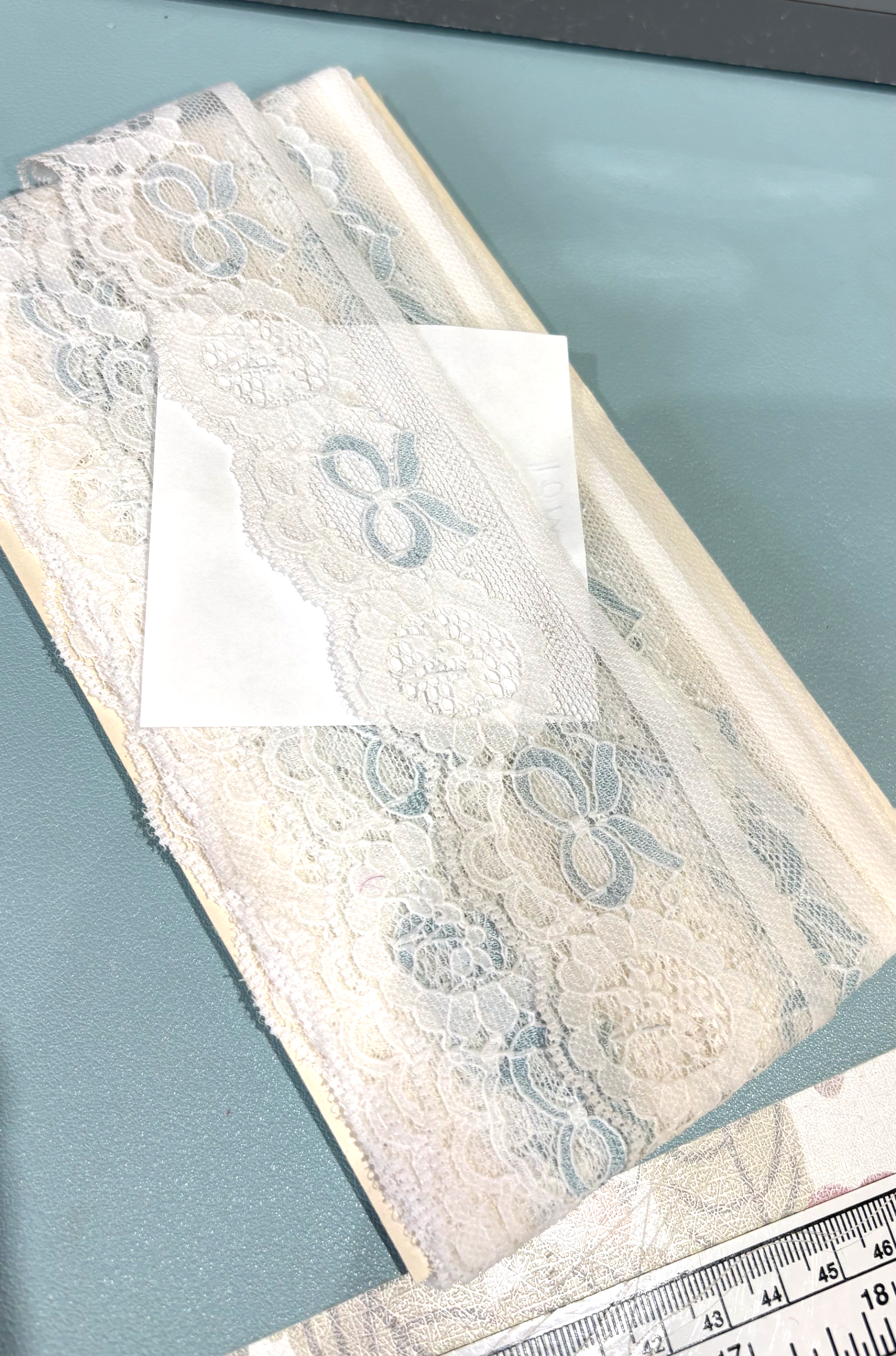 Off White and Blue 2inch wide lace