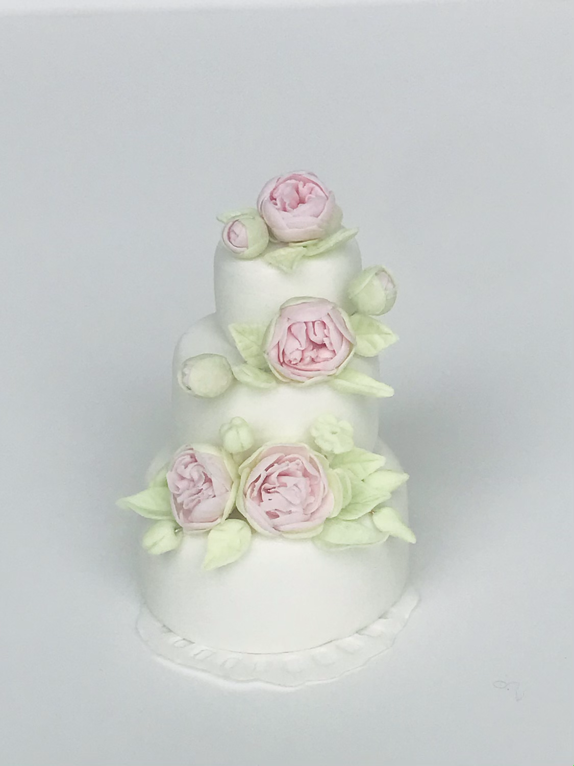 Pink Peonies 3 Tier Wedding Cake 