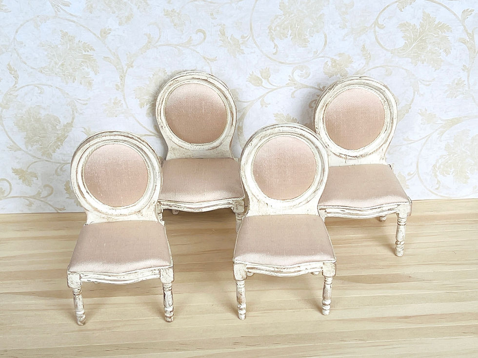 Thumbnail: 1/12th Scale Shabby Chic Champagne Silk Dining Set