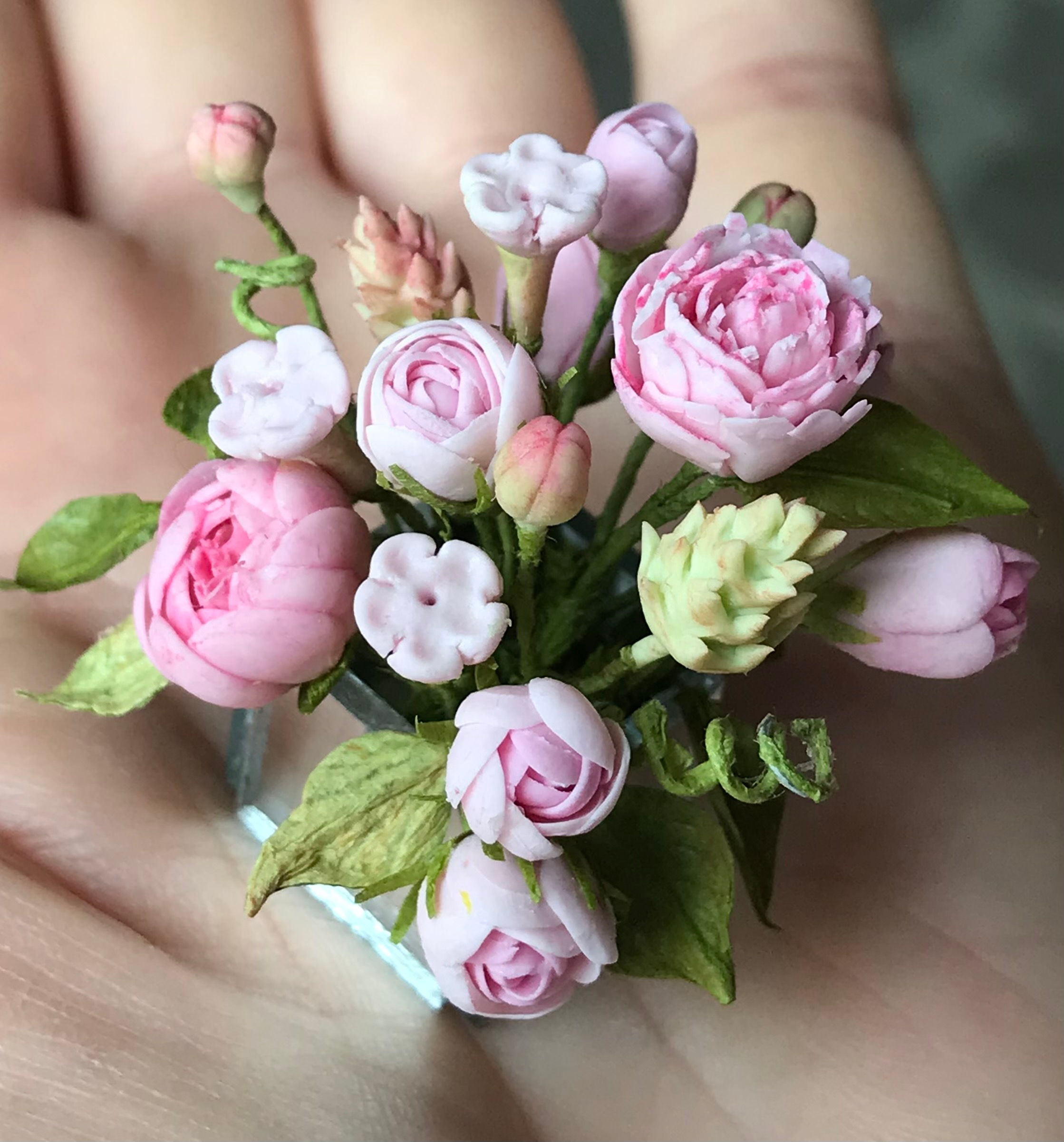 Pink Peonies and Roses Floral Arrangement