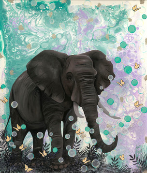 Elefant, Pouring Acryl, Pouring Art, Nadia Schreiner