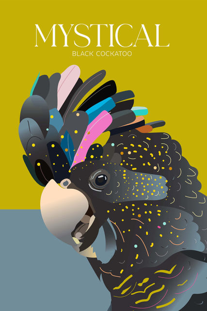 Vector Black Cockatoo poster with Spiritual Affirmation