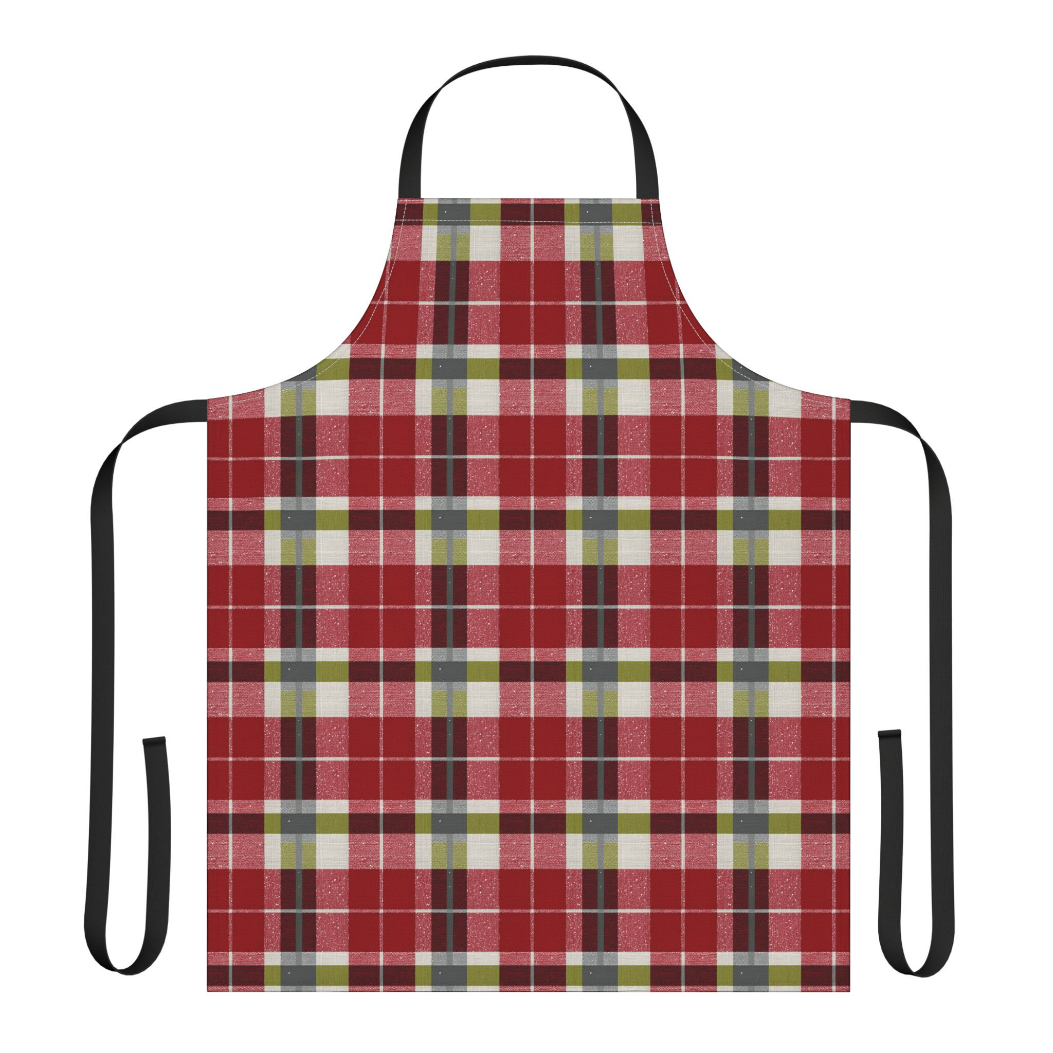 Modern Christmas Plaid Apron, Festive Winter Holiday Seasonal Entertaining