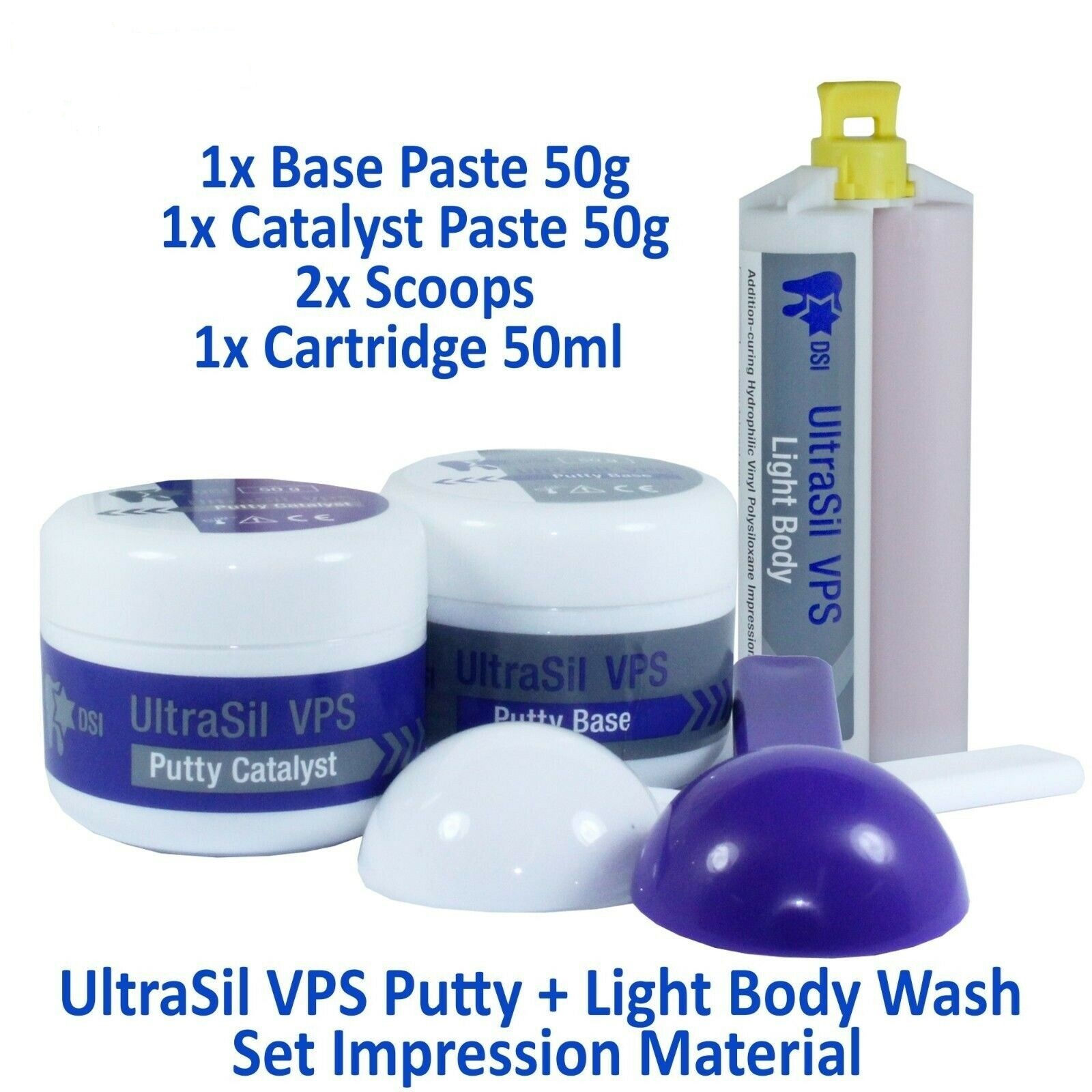UltraSil VPS Dental Putty Impression Material Set Putty 100g + 50ml Wash
