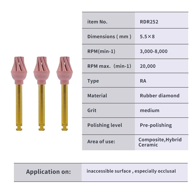 Miniatura: Dental Rubber Diamond polisher for Composite  RA Tools Instruments