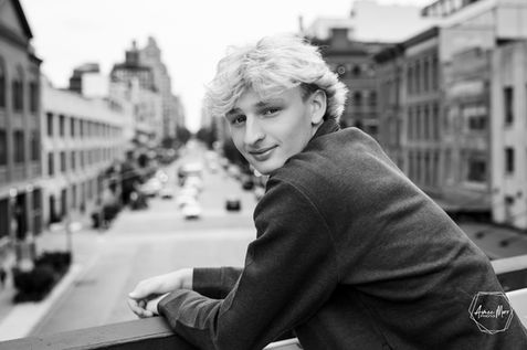 Senior boy in New York City. Big city senior pictures. City view. Meatpacking district.