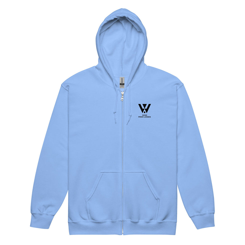 Thumbnail: Wins From Losses Unisex Zip Hoodie Jacket (Black Logo)