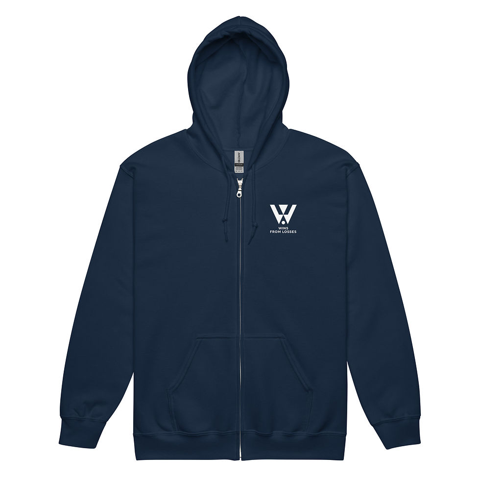 Thumbnail: Wins From Losses Unisex Zip Hoodie Jacket (White Logo)