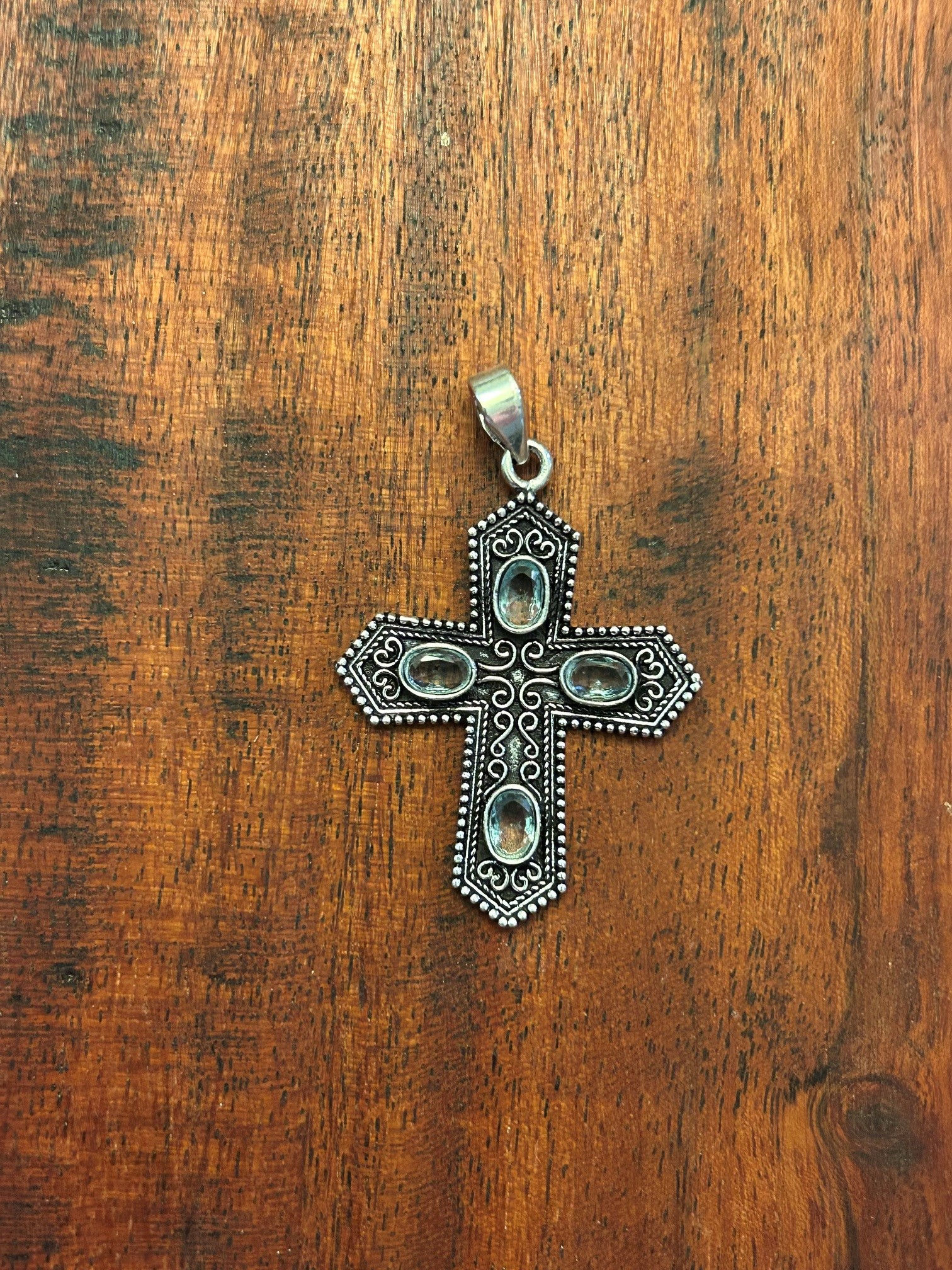 Sterling Silver and Topaz Cross Pendant 31909