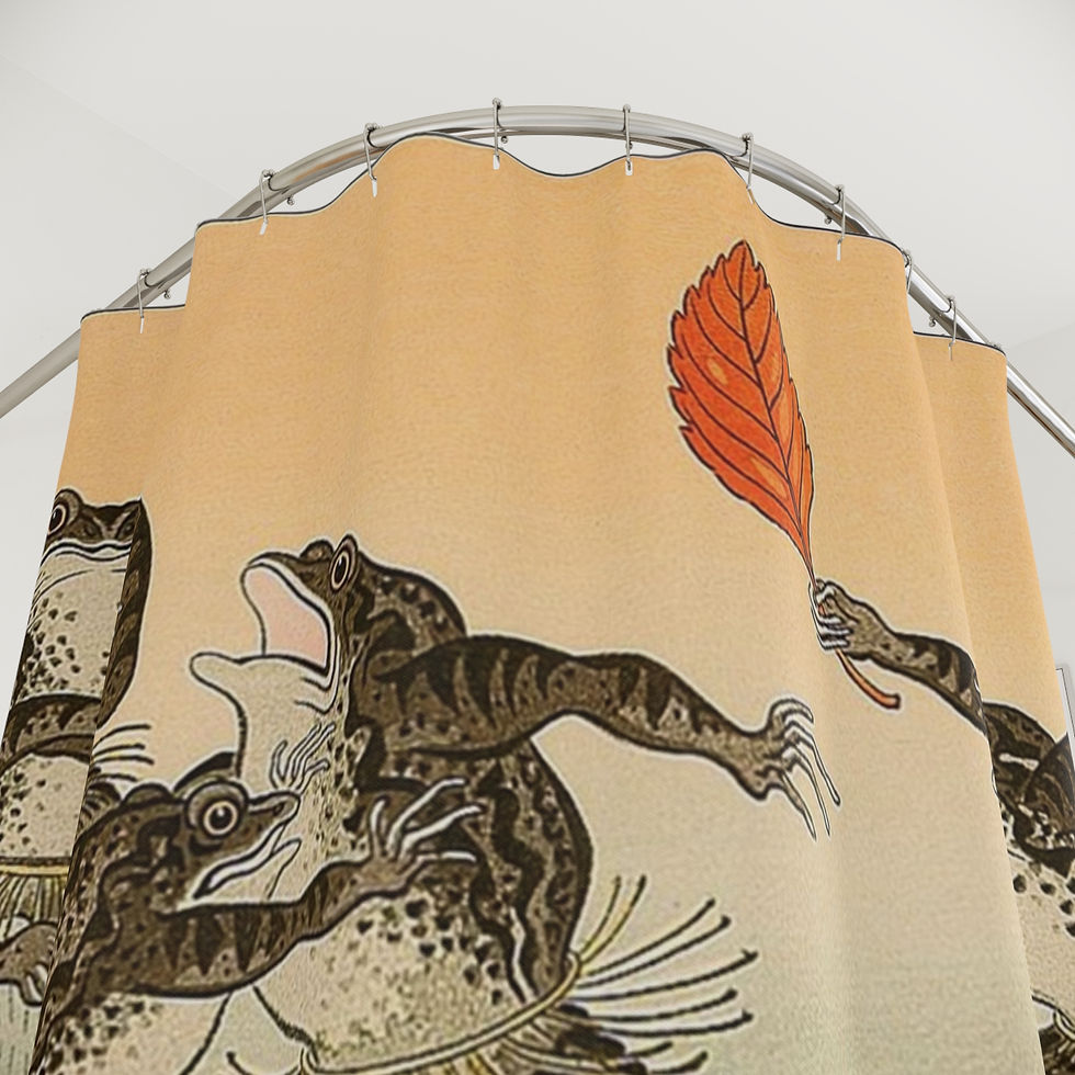 Thumbnail: Fun Frog-Themed Shower and Bath Curtain with Frogs Sumo Wrestling