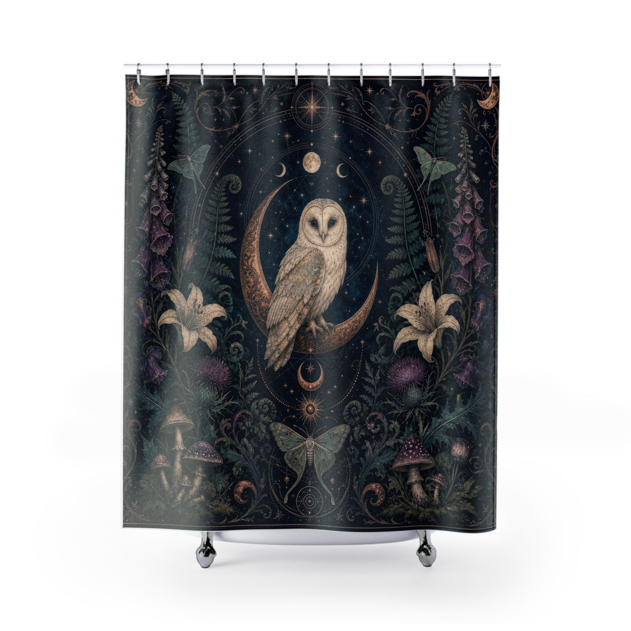 Celestial "Mystic Owl" Shower or Bath Curtain