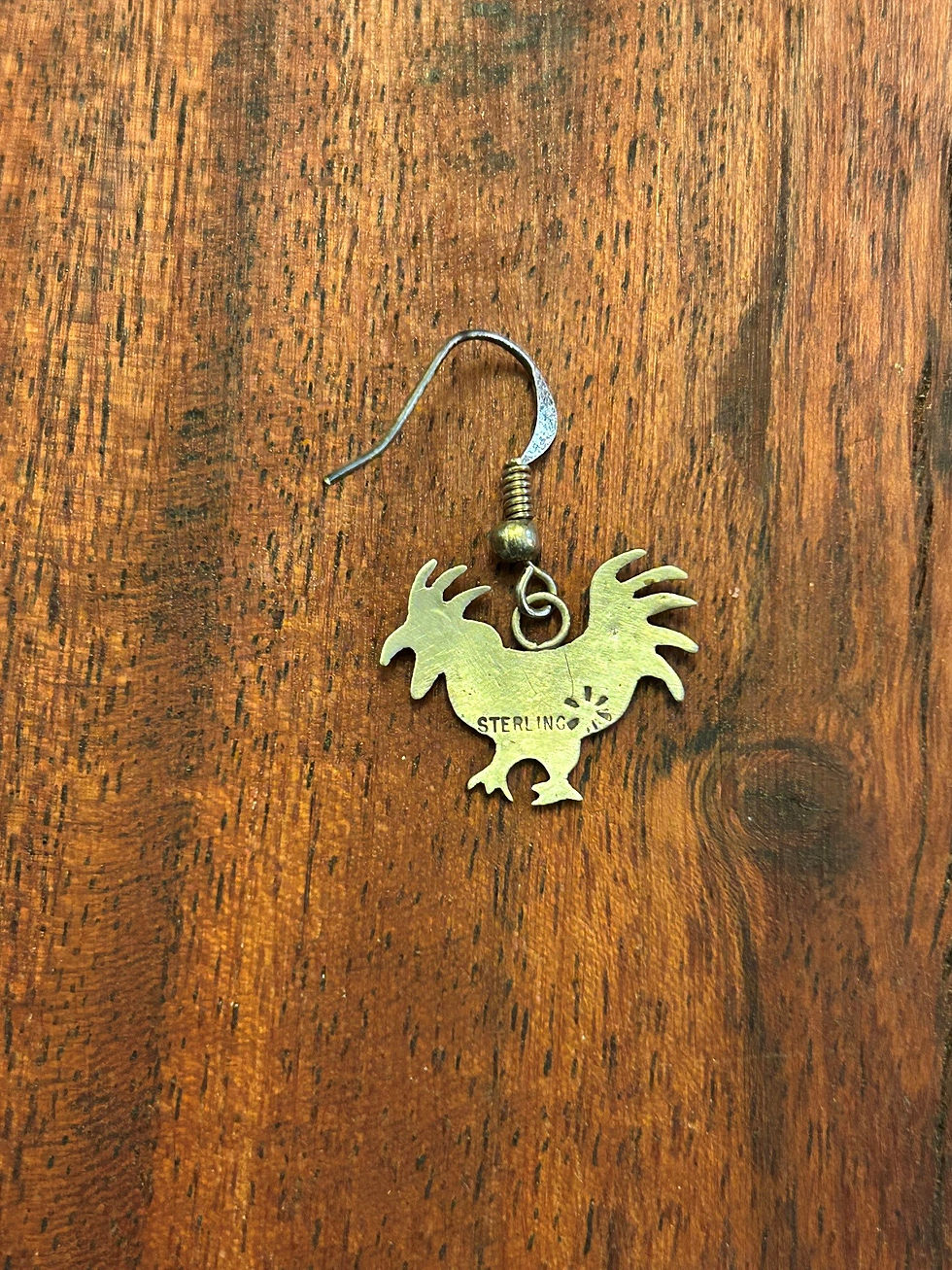 Thumbnail: Navajo-Crafted Sterling Silver Chicken Earrings 32288