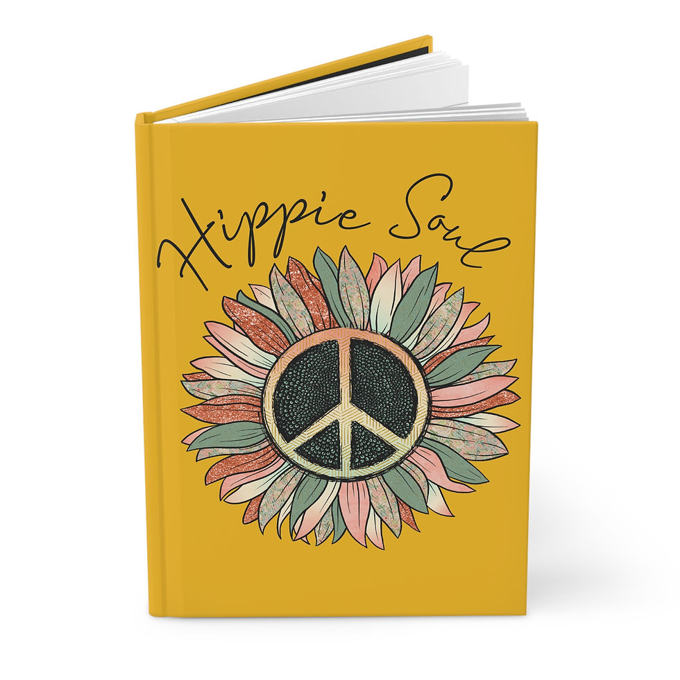 Thumbnail: Hardcover Journal Notebook Diary with "Hippie Soul" Flower and Peace Symbol