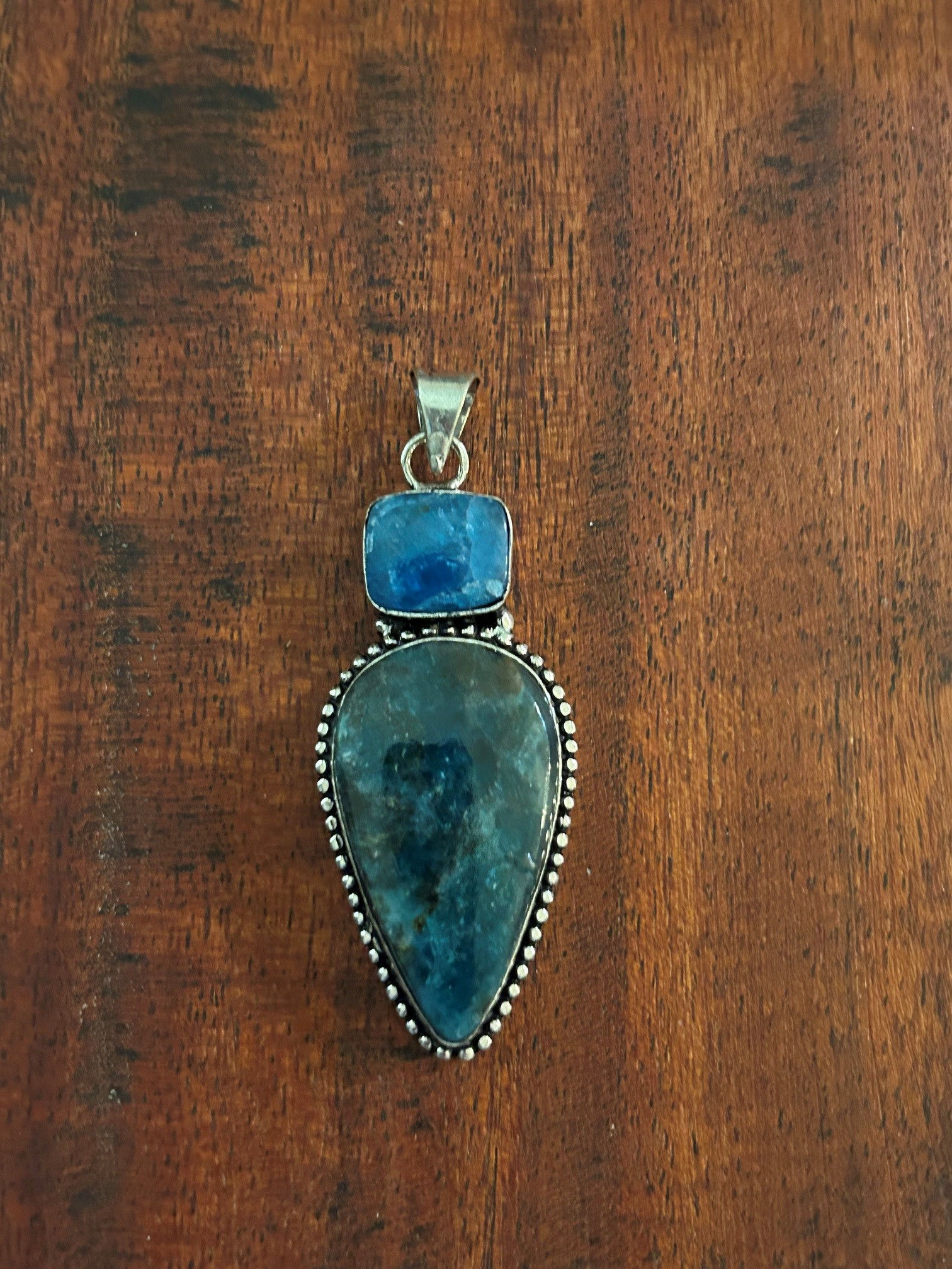 Remarkable 2-Stone Chrysocolla Pendant in Sterling Silver 32223