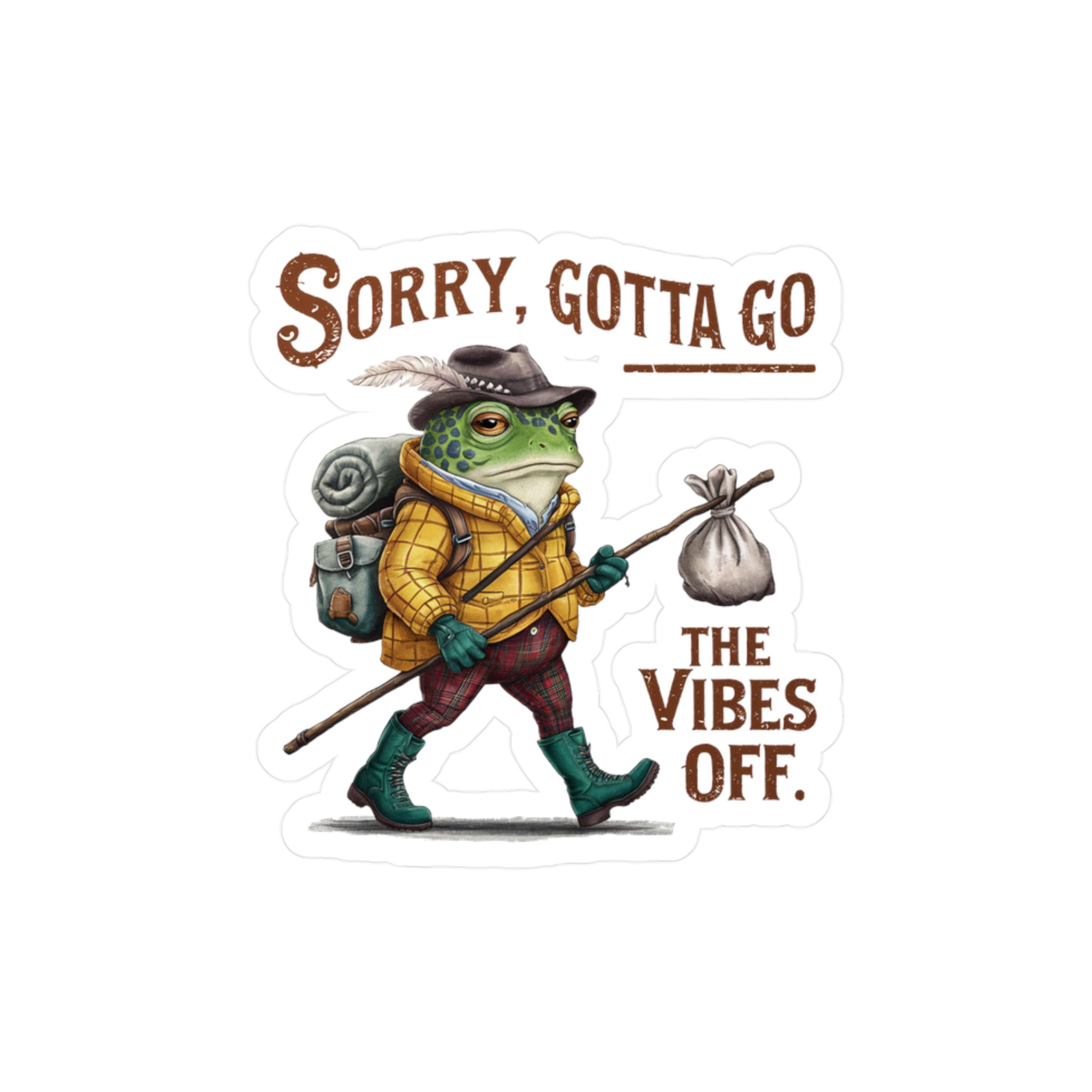 Fun Frog Art "Sorry, Gotta Go. The Vibes are Off" Vinyl Decal