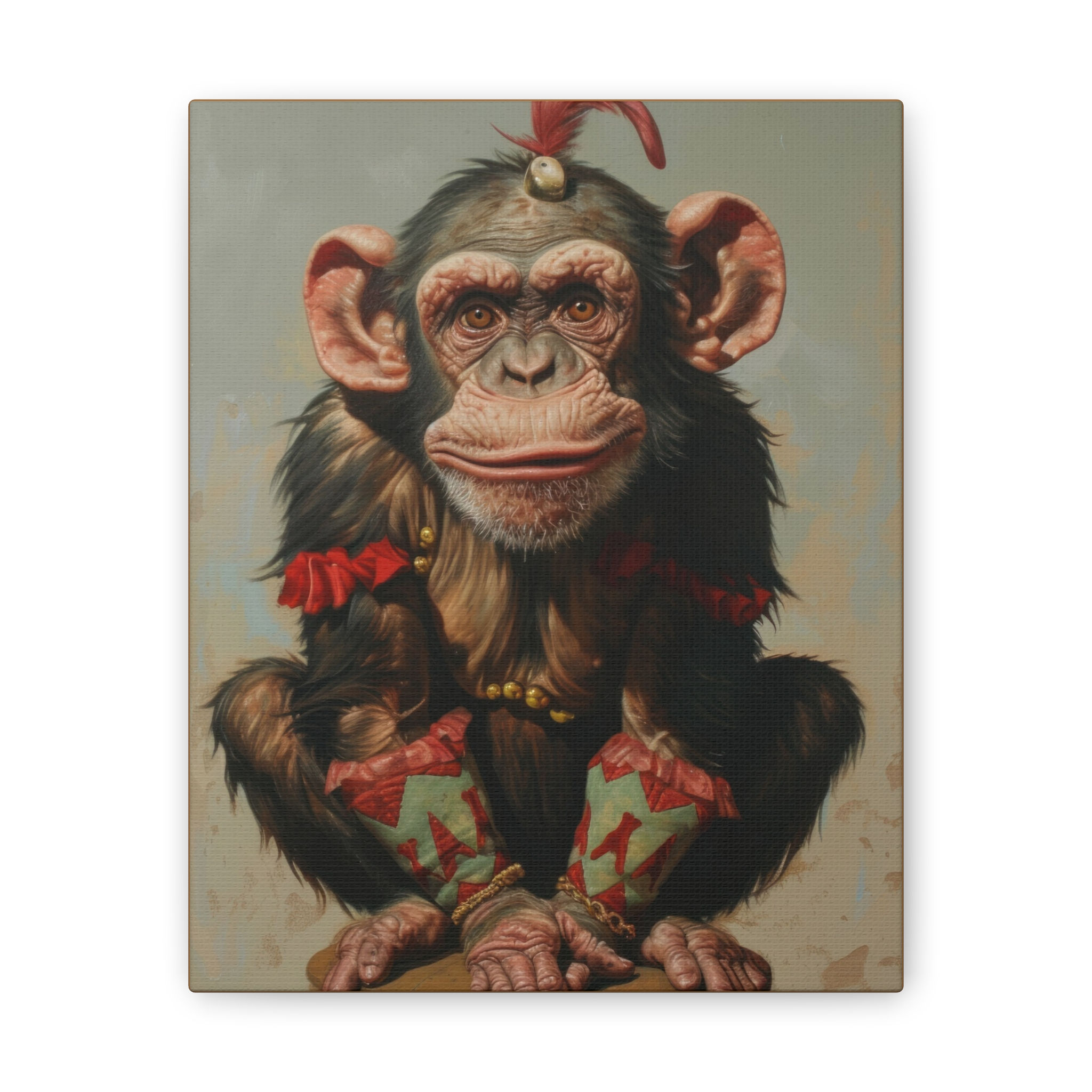 Stretched Canvas Art of a Circus Monkey, 8x10"