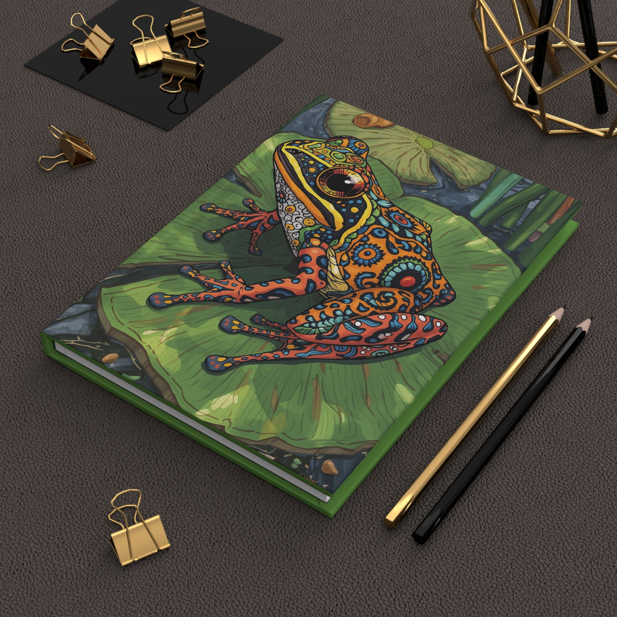 Hardcover Journal Notebook Diary with Alebrije-Style Frog Art Cover