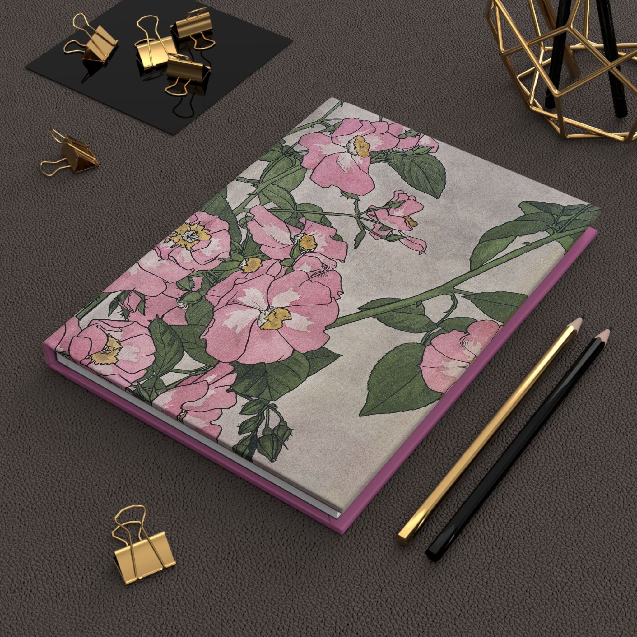 Hardcover Journal Notebook Daily Diary With Prairie Rose Artwork