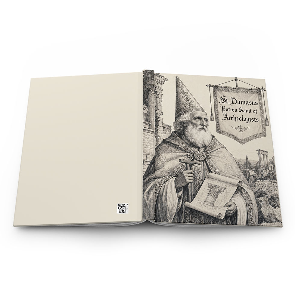 Thumbnail: Hardcover Journal Notebook Diary with St. Damasus, Patron Saint of Archeologists