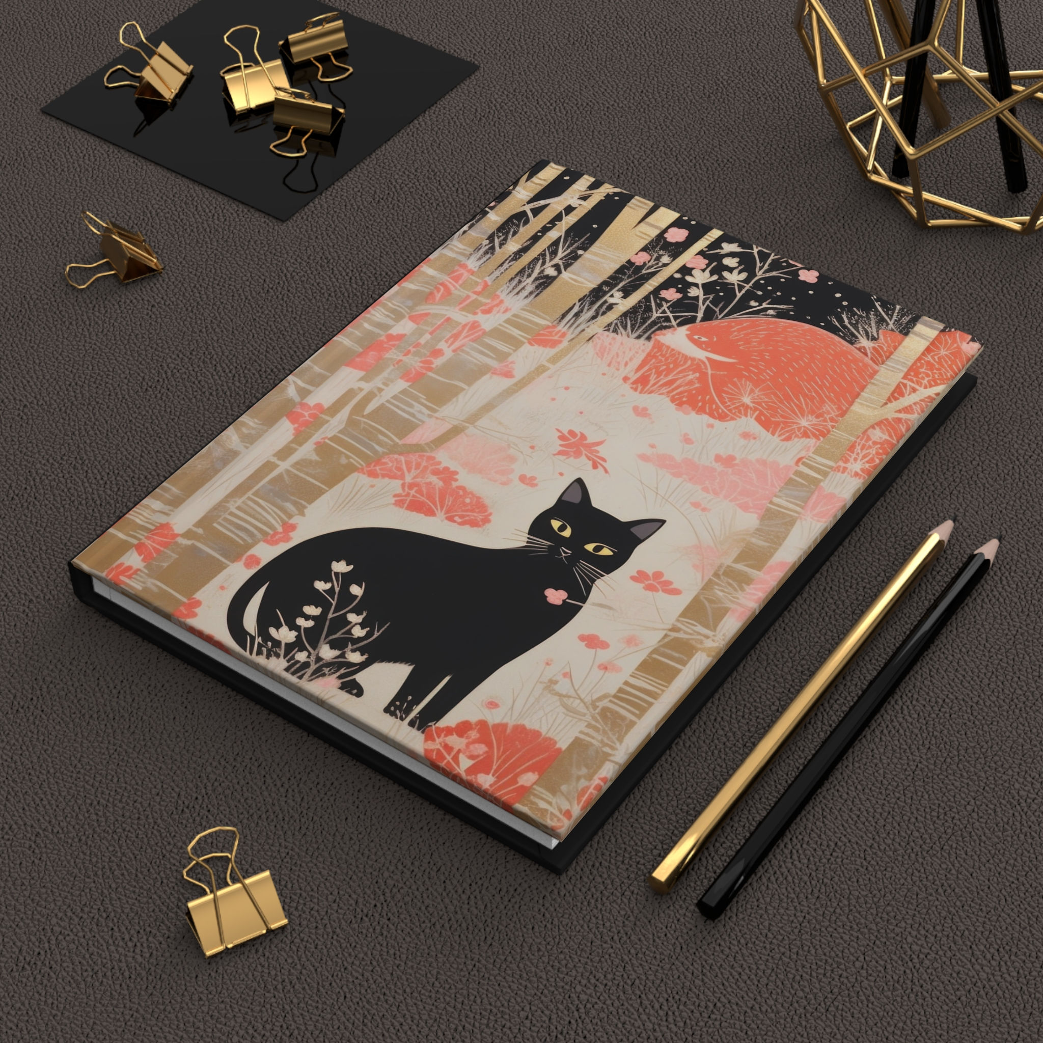 Hardcover Journal Notebook of Black Cat in Aspens