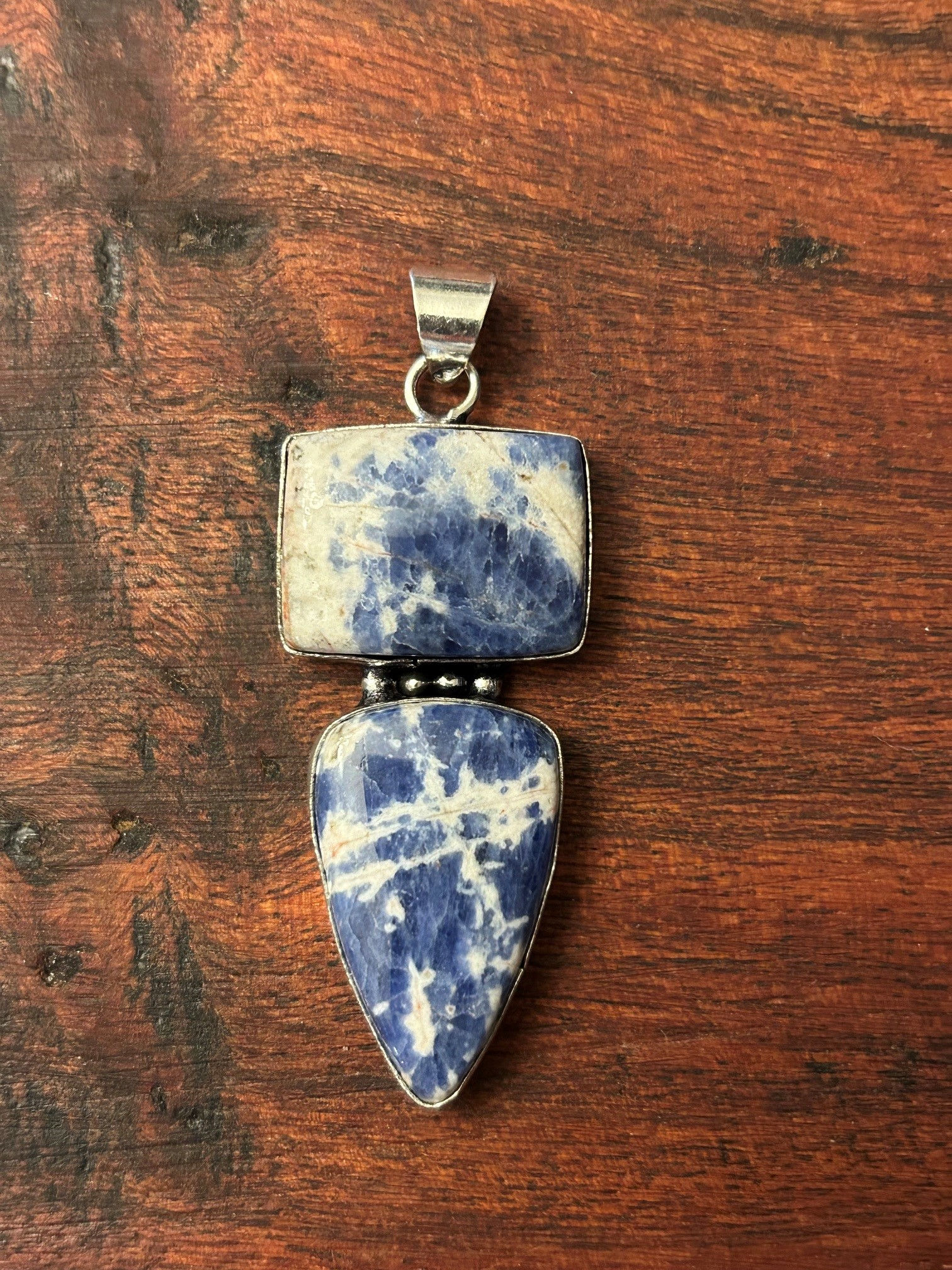Two-Stone Sodalite Pendant in Sterling Silver 32045