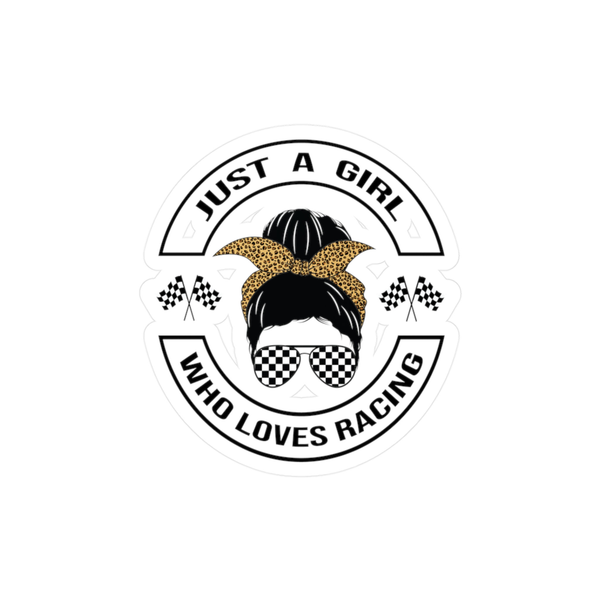 Racing-Themed "Just a Girl Who Loves Racing" Vinyl Decal