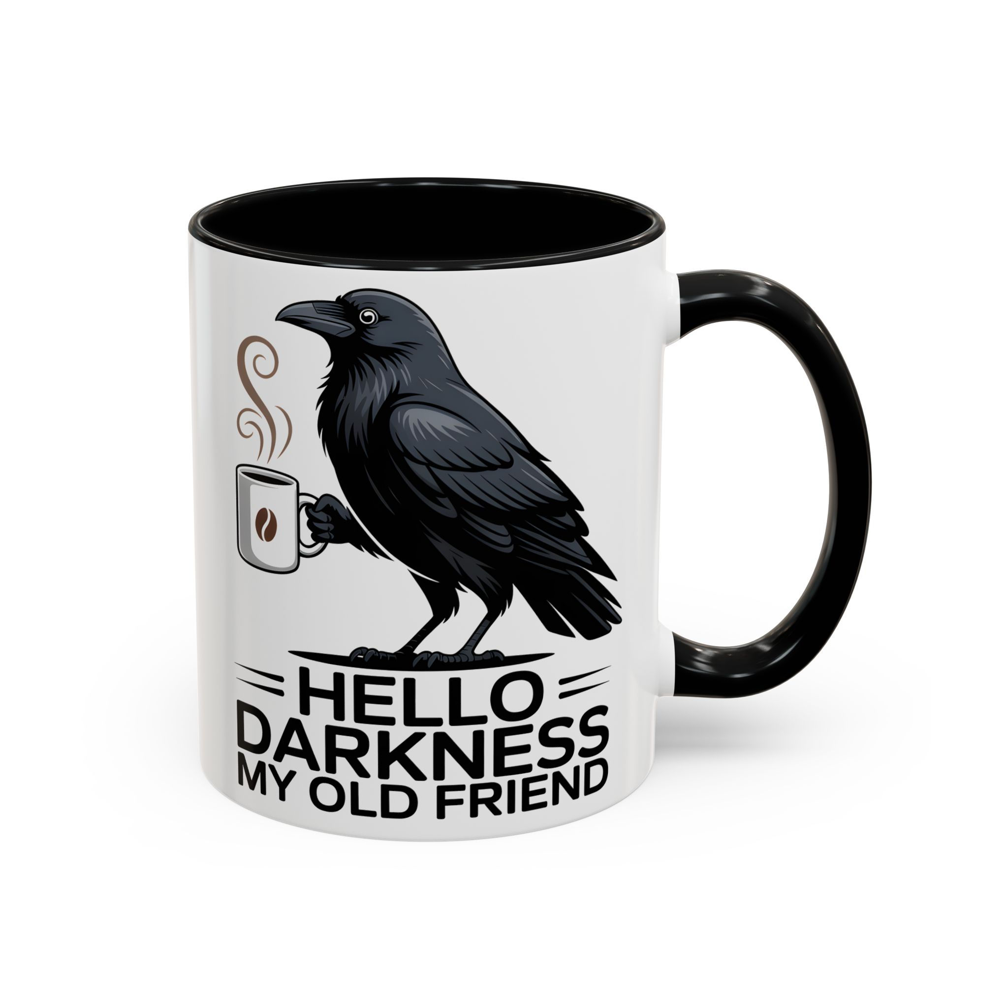 Funny "Hello Darkness My Old Friend" Coffee Mug with Raven