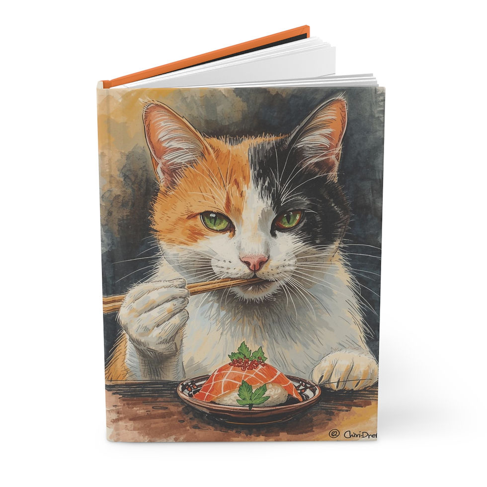 Thumbnail: Calico Cat with Sushi Hardcover Journal Notebook Diary
