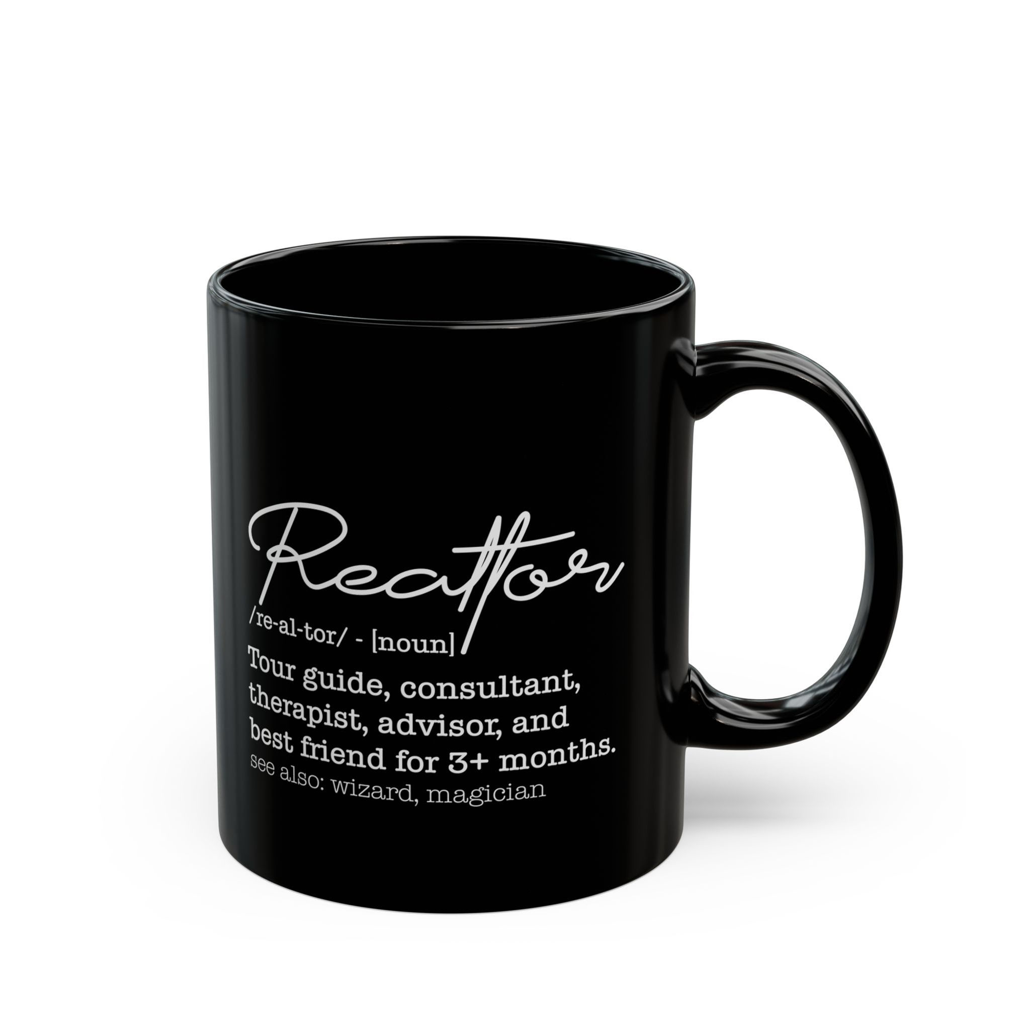 Black Mug with Fun Realtor Definition, 11 Ounce