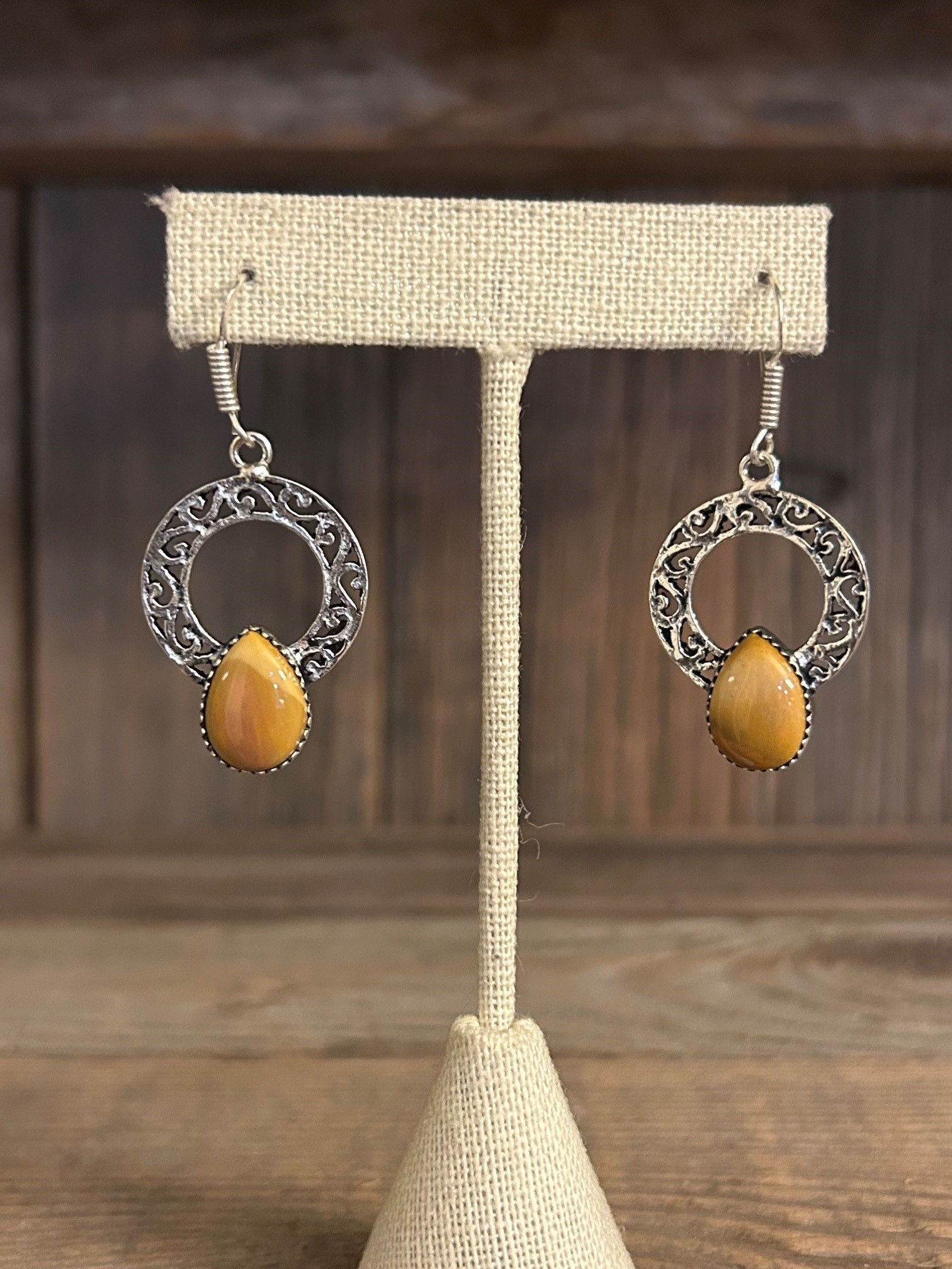 Tribal-Look Mookaite and Sterling Silver Earrings 32291