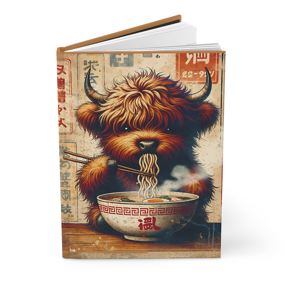 Thumbnail: Hardcover Journal Notebook Diary of a Ramen-Loving Highland Cow