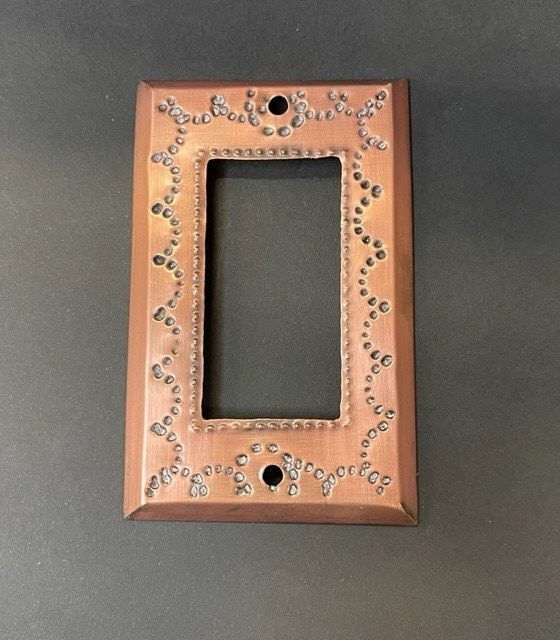 Pressed Tin Light Switch Plate in Single Rocker Design – Copper