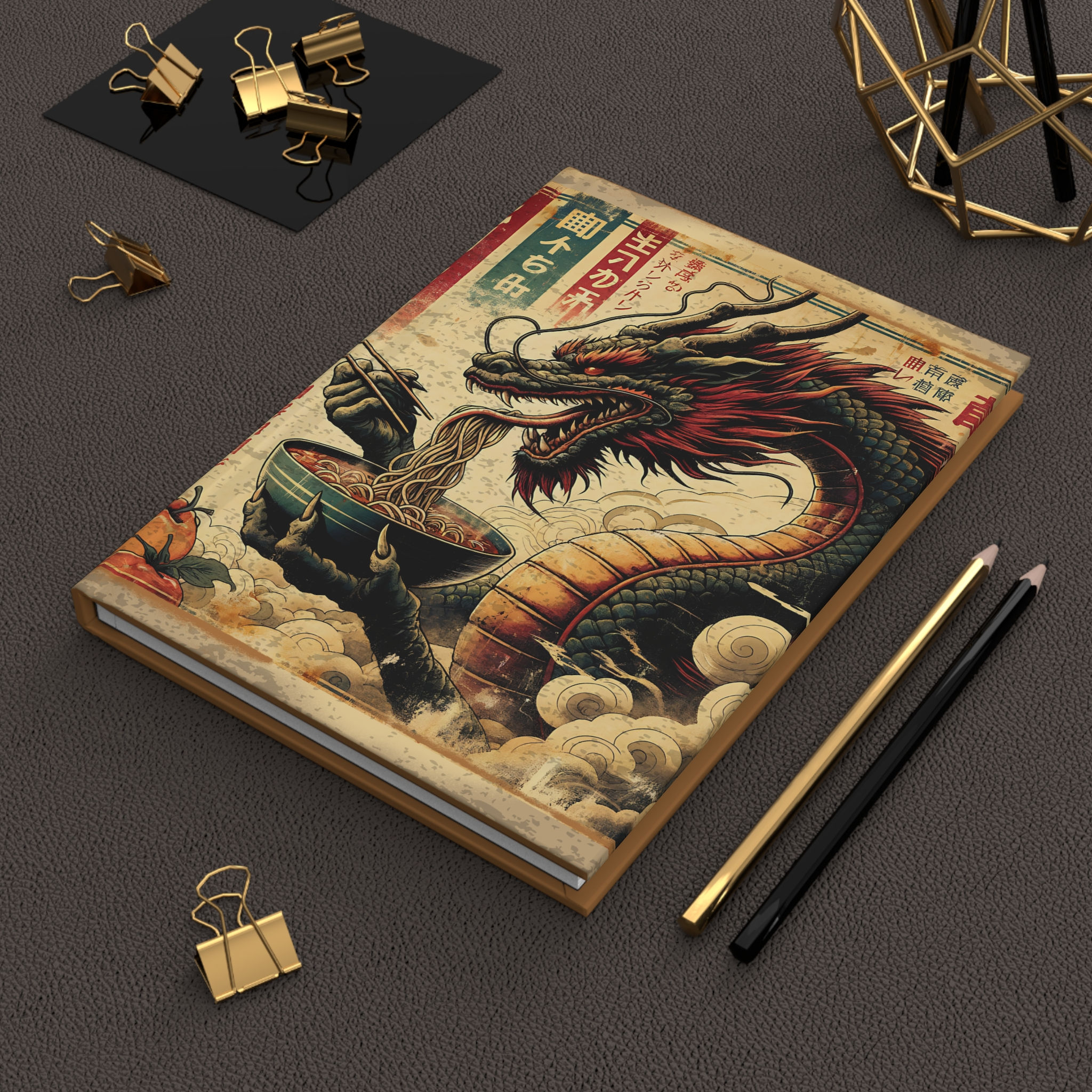 Ramen and Dragon Fan's Hardcover Journal Notebook Diary