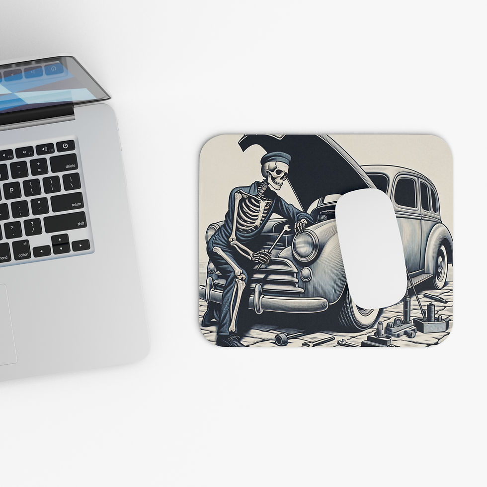 Thumbnail: Mouse Pad with Day of the Dead/Dia de los Muertos Skeleton Auto Mechanic Art