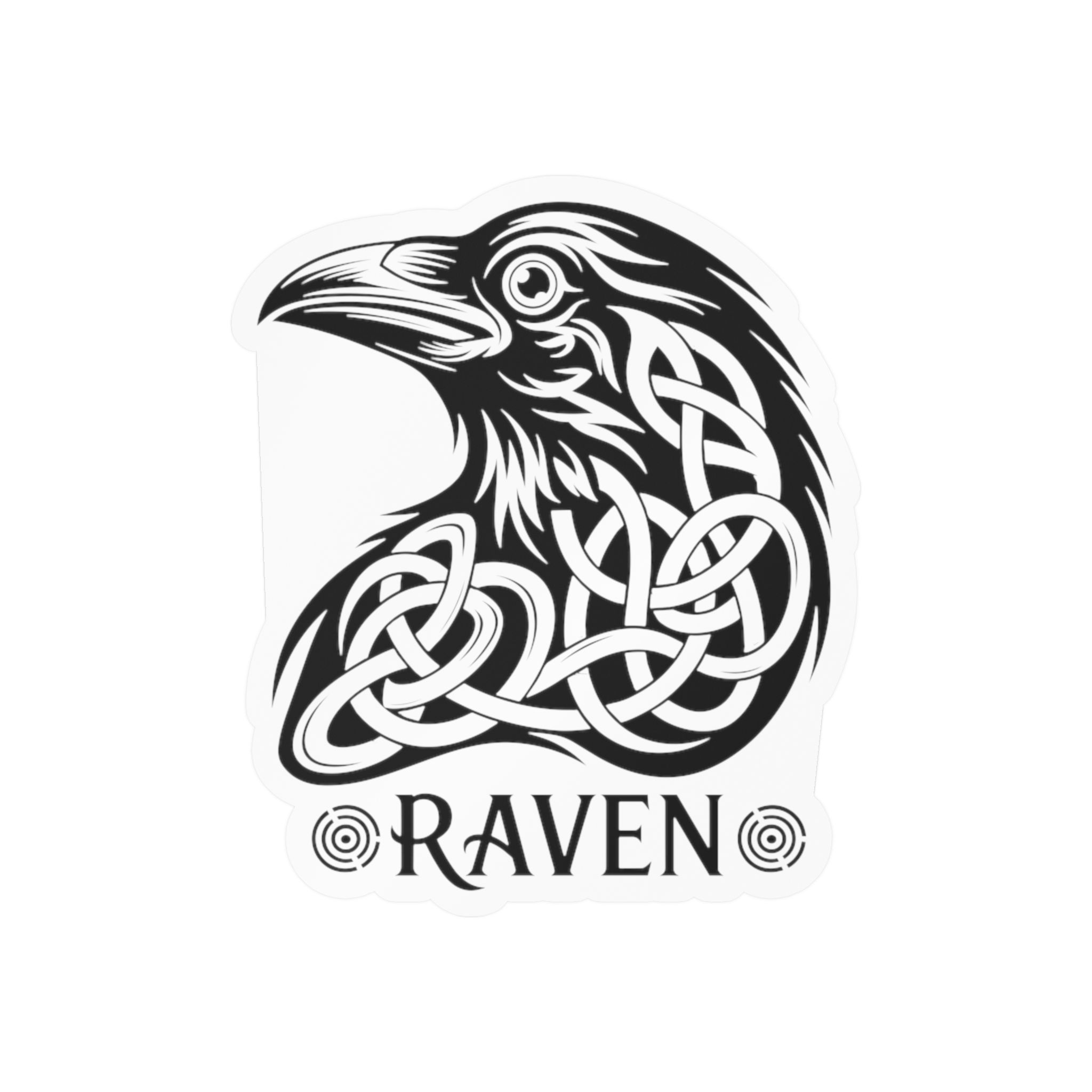 Dramatic Vinyl Decal of a Celtic-Inspired Raven