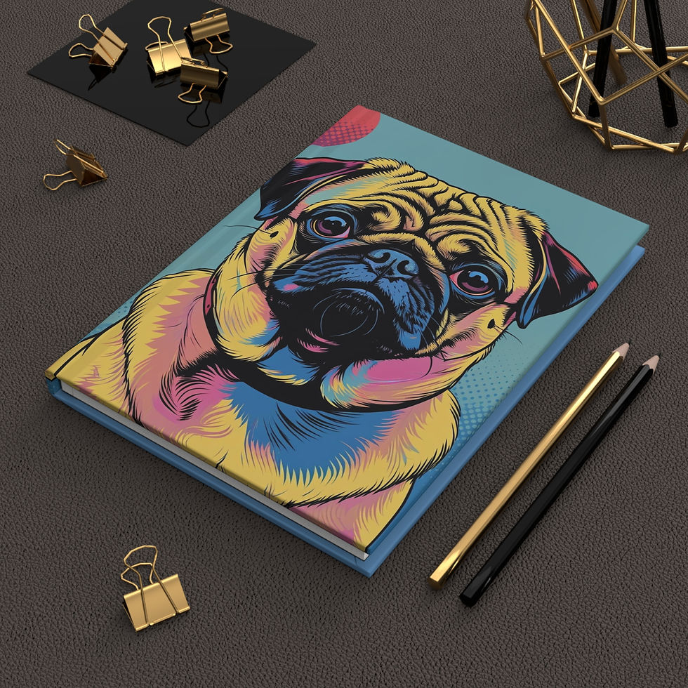 Thumbnail: Hardcover Journal Notebook with Colorful Pug Dog Artwork