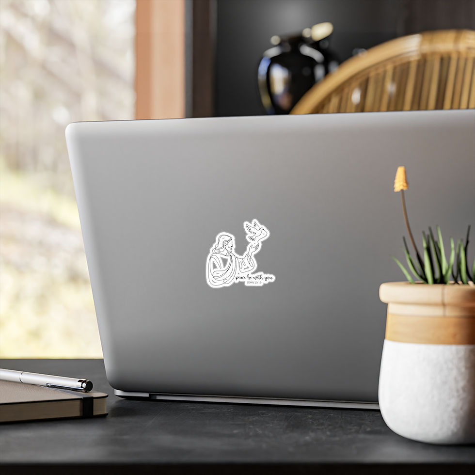 Thumbnail: Spiritual "Peace Be With You" Jesus and Dove Art Vinyl Decal Sticker