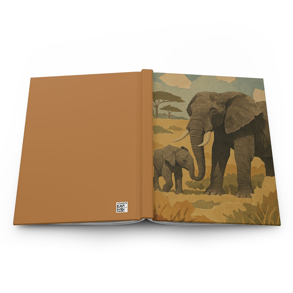 Thumbnail: Hardcover Journal Notebook Diary with African Elephant and Baby