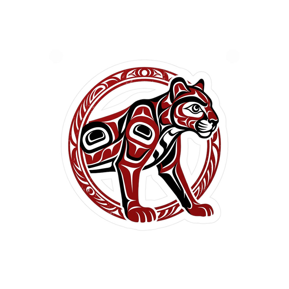Thumbnail: Vinyl Decals of a Pacific Northwest/Northwest Coast Haida-Inspired Mountain Lion