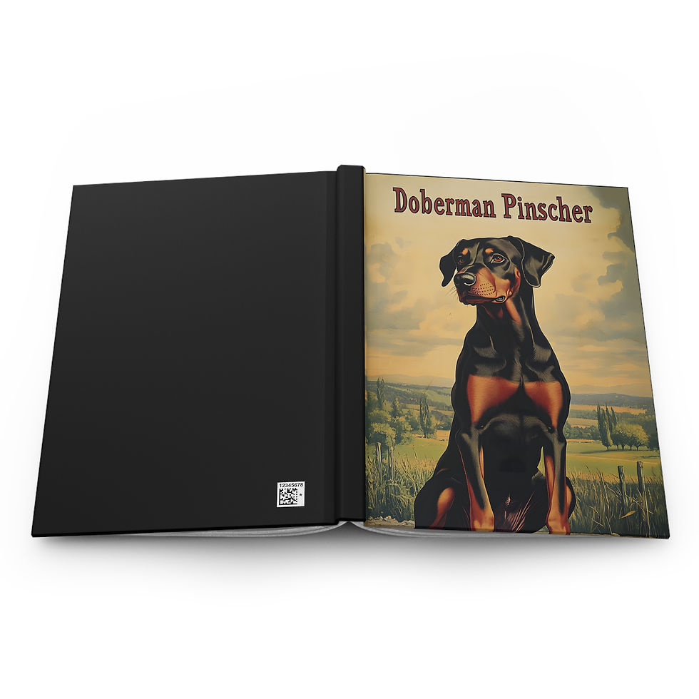 Thumbnail: Hardcover Journal Notebook Diary with Vintage Art of a Doberman Pinscher Dog