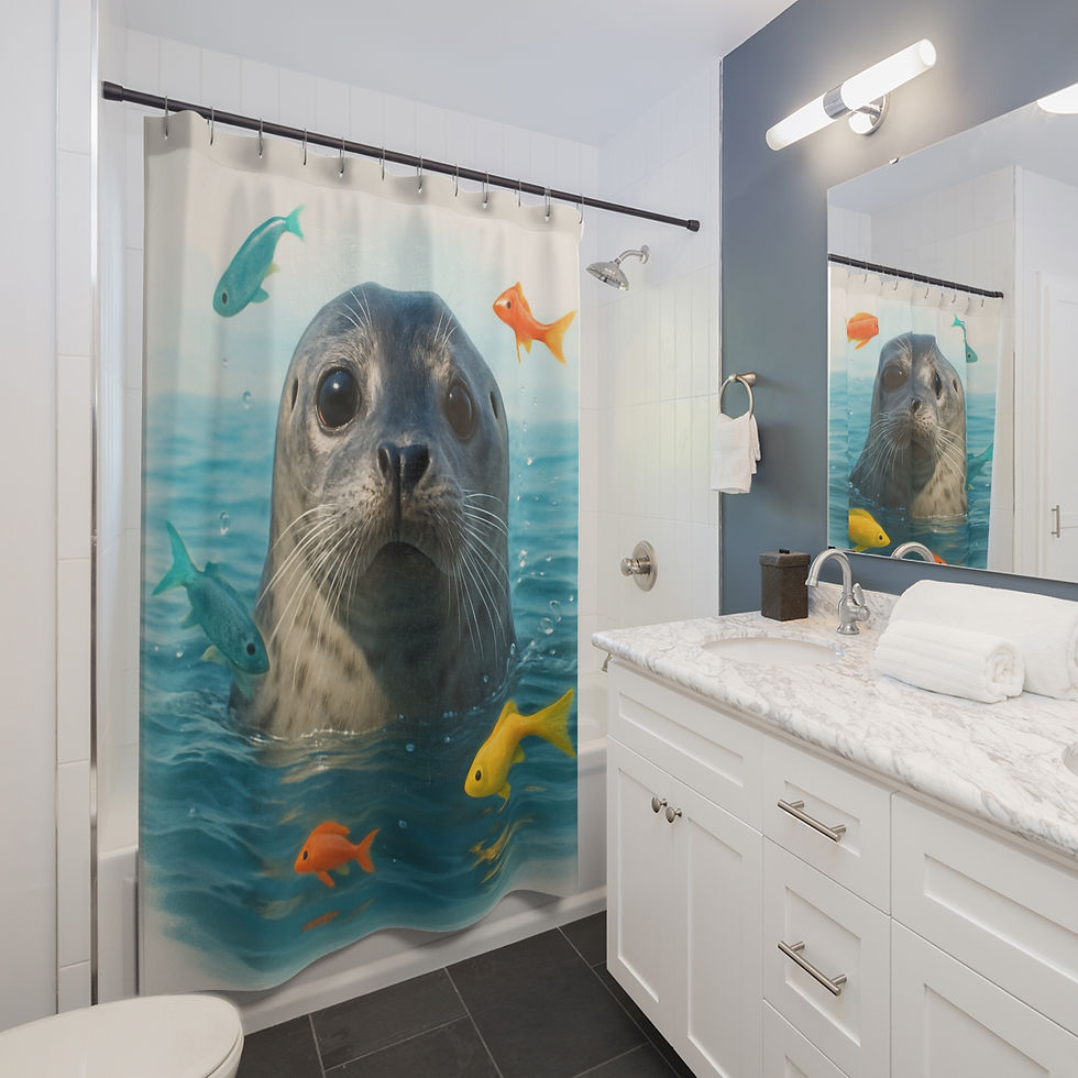 Thumbnail: Shower Curtain with Harbor Seal Design