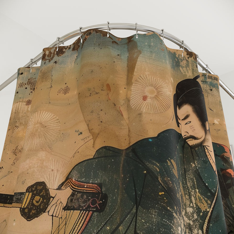 Thumbnail: Elegant Japanese Samurai Shower and Bath Tub Curtain