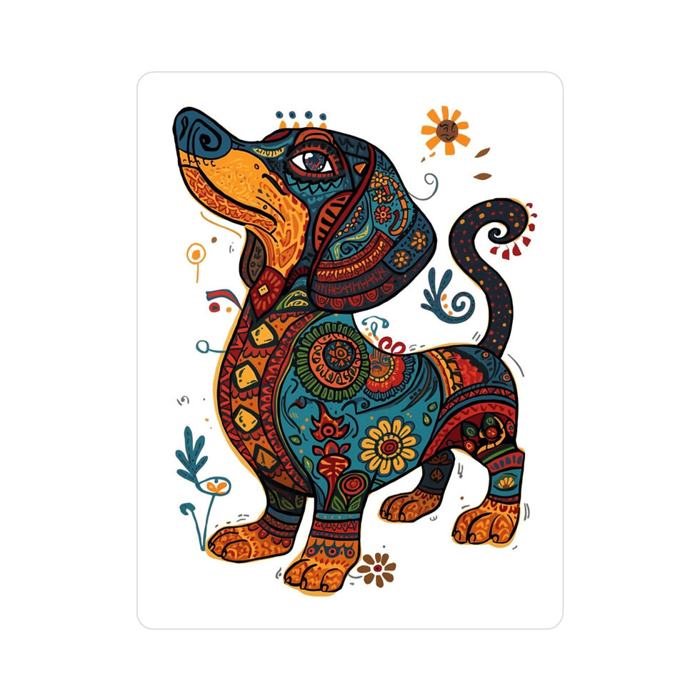 Thumbnail: Colorful Alebrije-Style Dachshund Dog Vinyl Decal Sticker Bumper Sticker
