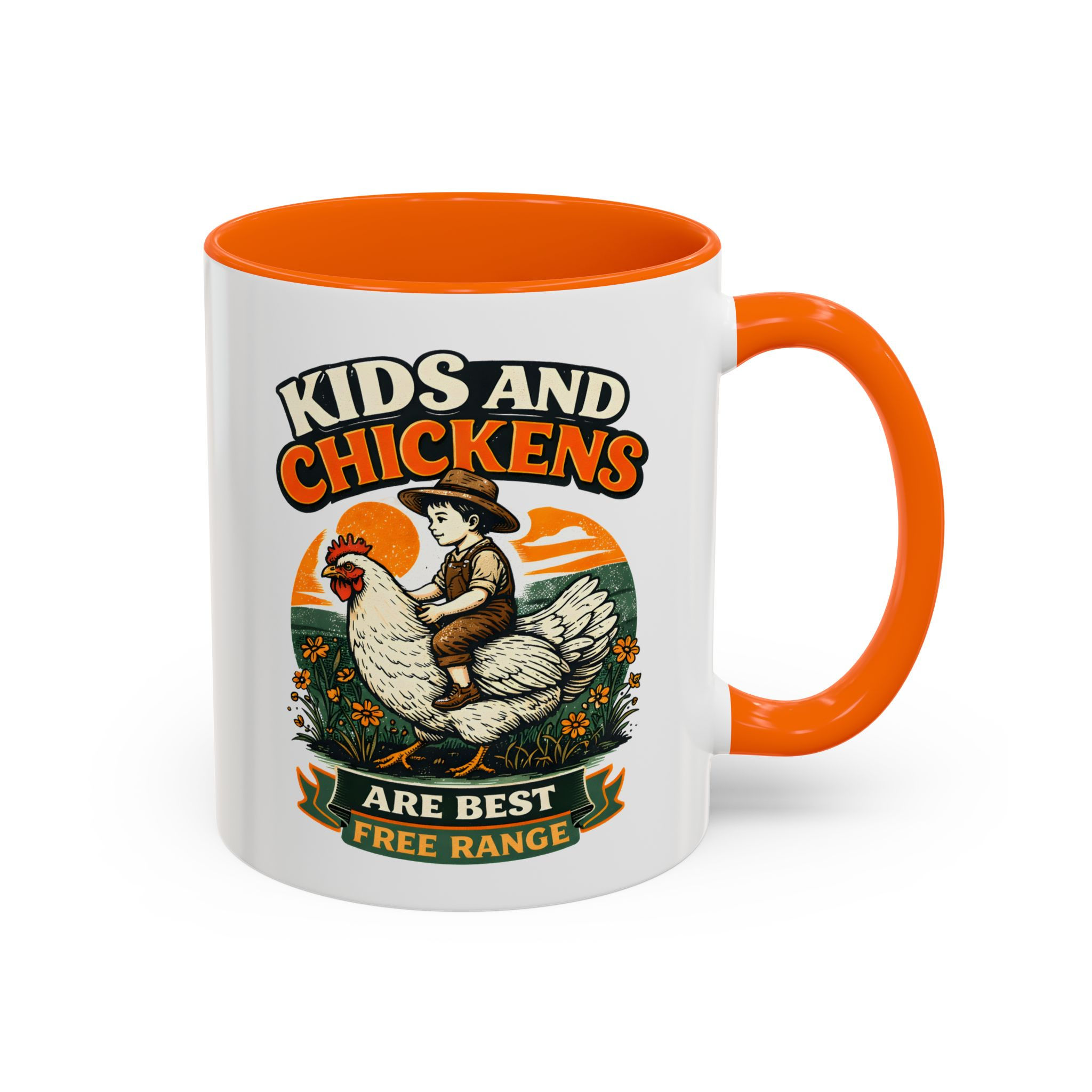 Fun "Kids and Chickens are Best Free Range" Coffee Mug