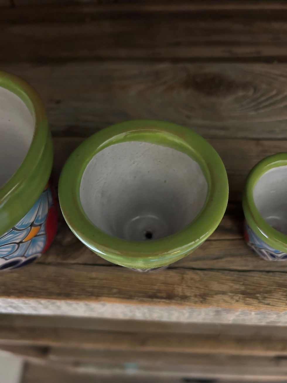 Thumbnail: 3/Piece Hand-Painted Talavera “Cone” Planter Set for Windowsill, Tabletop 32123