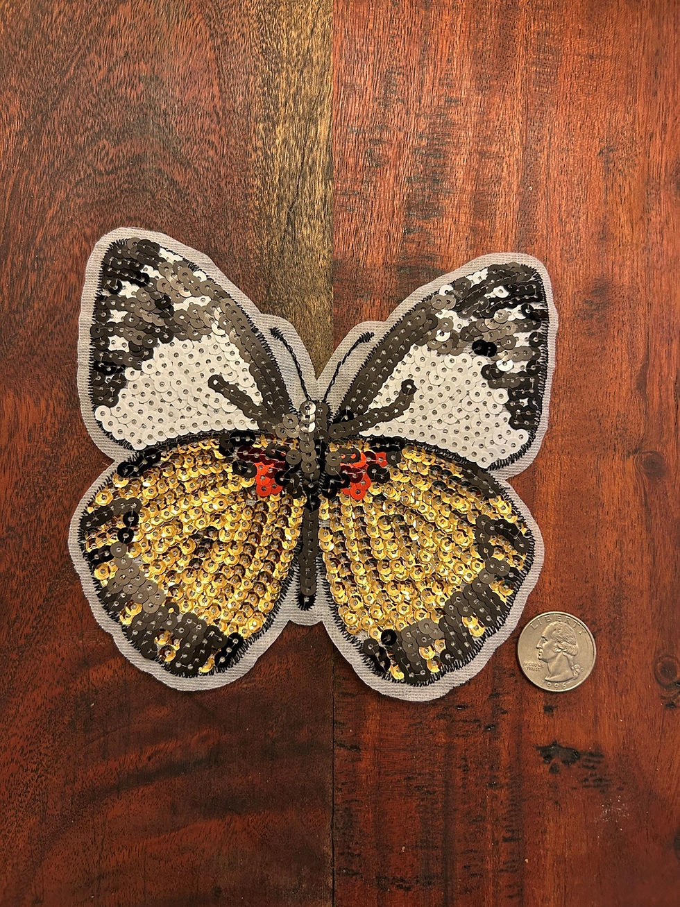 Thumbnail: Sew-On Sequined Butterfly Patch, Emblem Applique 31859